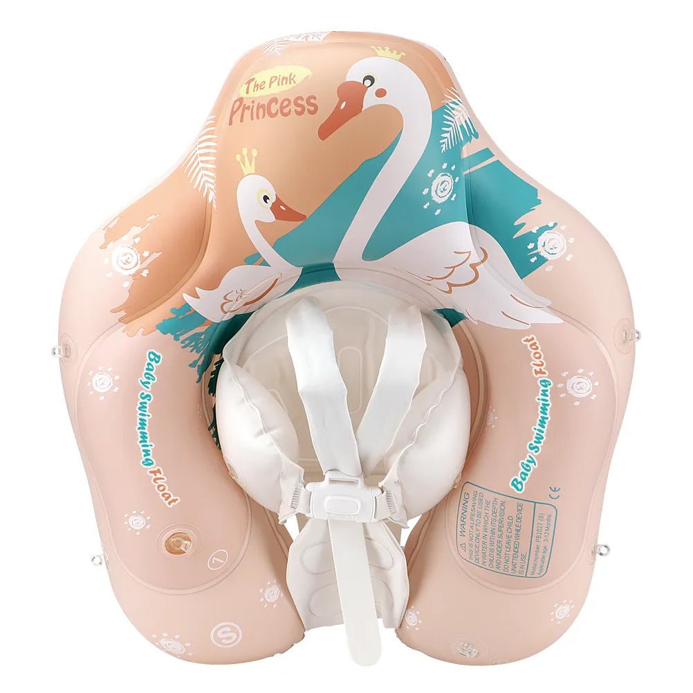 Inflatable baby swimming float with swan design for playful pool outings.