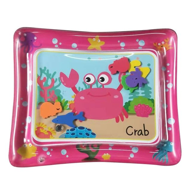 Inflatable Kids Water Play Mat with sea animal print for splash play and outdoor cooling fun.
