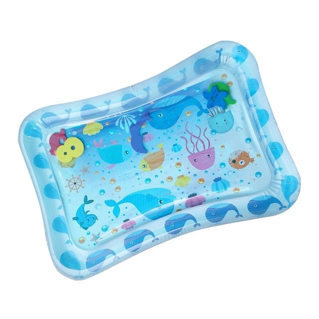 Kids Water Play Mat with ocean theme design shown from an alternate angle for splash play.