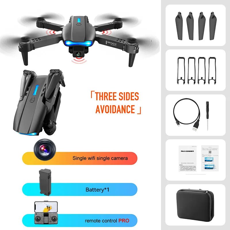 K3/E99 foldable drone accessory kit with spare battery for longer FPV flight time.