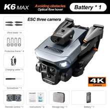 K6 MAX Triple-Camera Drone with feature list highlighted for foldable quadcopter buyers.