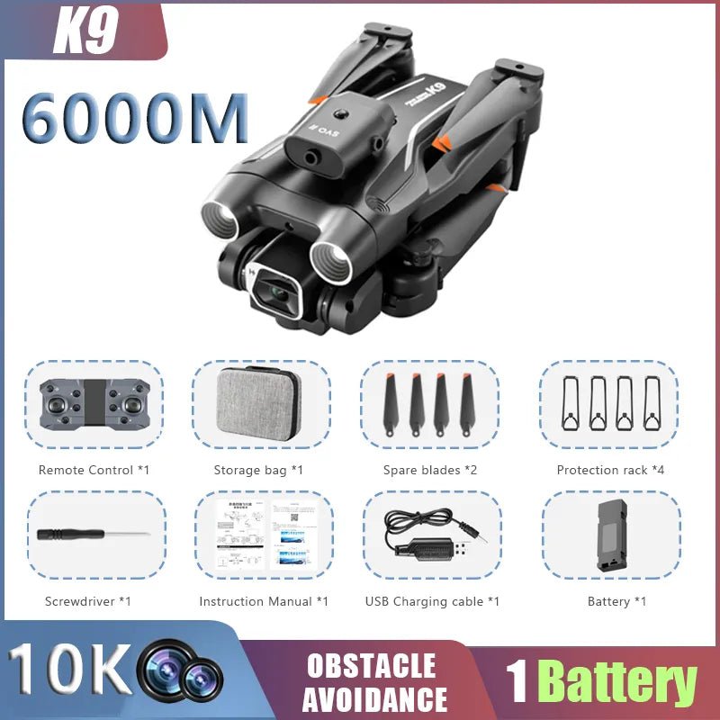 K9 Mini Drone with feature list highlighted for buyers comparing FPV quadcopter specs.