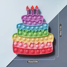 Kawaii Animal Fidget Toy shaped like a birthday cake with candles for party favors and celebration gifting.
