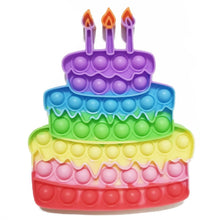 Kawaii Animal Fidget Toy shaped like a birthday cake with purple candles for party gifting.
