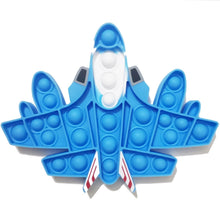 Kawaii Animal Fidget Toy in a blue airplane shape for travel entertainment and stress relief play.