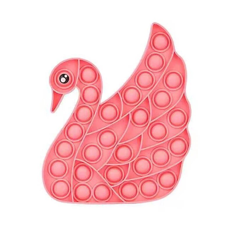 Kawaii Animal Fidget Toy in a pink swan shape for calming sensory play and stress relief.