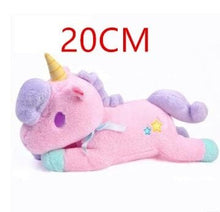 Soft Horse Kawaii Rainbow Unicorn Doll mini 20CM plush toy on a white backdrop for nappy bag carrying, travel play, and small gifting.