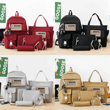 Harajuku Kawaii school and laptop bag set in red, black, grey, and beige for teen girls carrying books and tech.