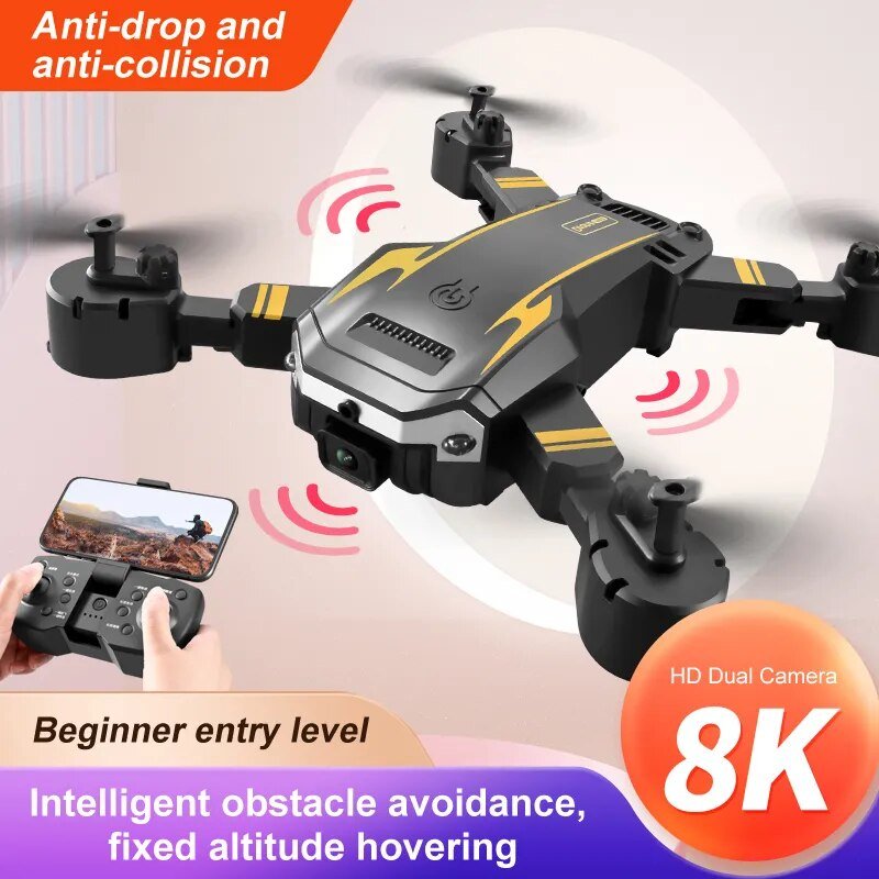 KBDFA G6 drone paired with a smartphone controller for live-view aerial flying.