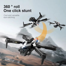 KBDFA K10 Max drone performing a 360-degree roll trick above mountains for aerobatic quadcopter flying.