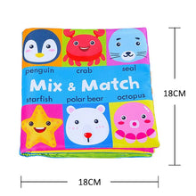 Colorful children's book with animal illustrations and dimensions on a white background