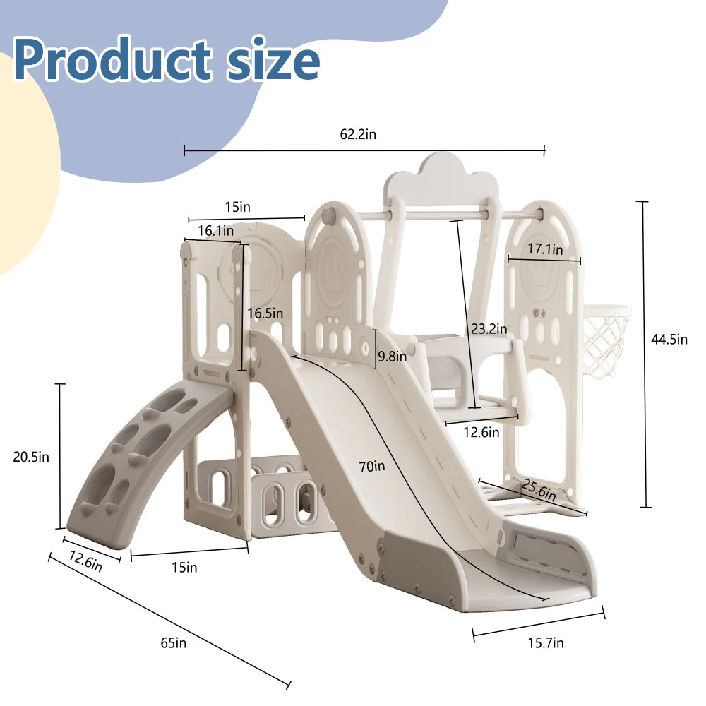 Kids 11 in 1 Extra Long Slide With Basketball Hoop play set for indoor climbing, outdoor play, and active toddler development.