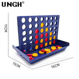 Connect Four game board with colored discs on a white background, featuring the brand 'UGH'.
