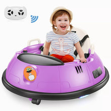 Child riding the purple Kids Ride-On Bumper Car with helmet for safe indoor and outdoor play.