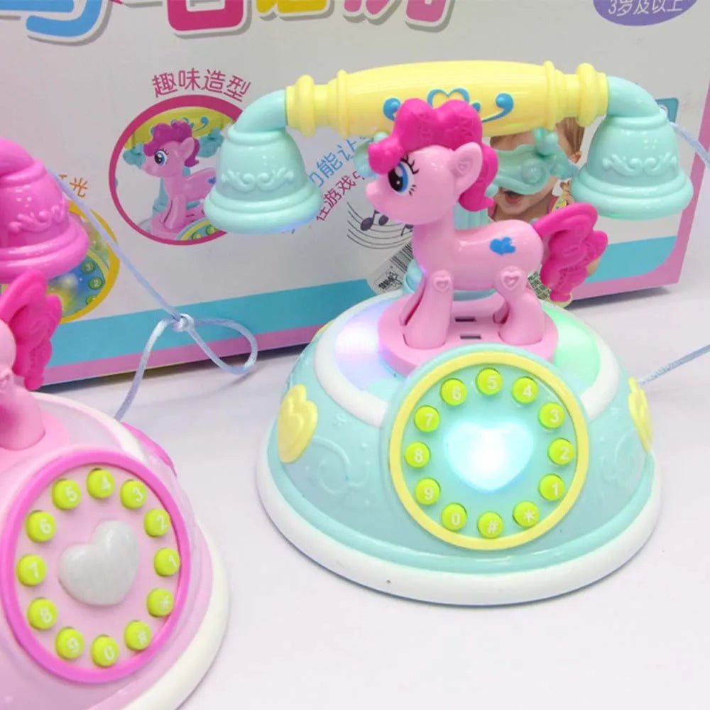 Kids Cartoon Cellphone Toy featuring a pink pony figure for educational telephone pretend play.