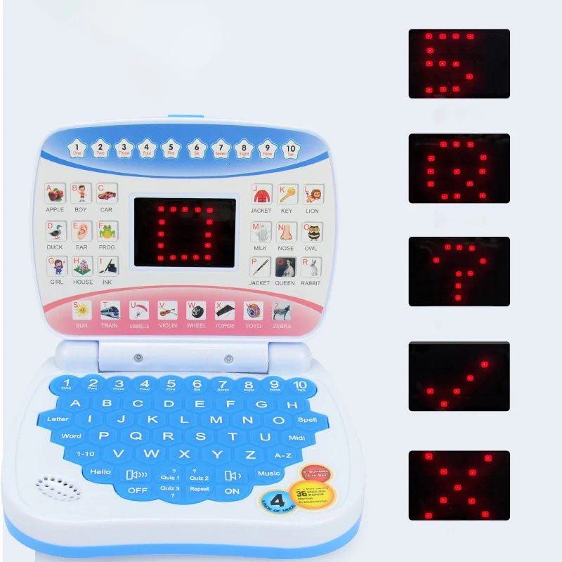 Kids Education Laptop toy with digital display for interactive preschool learning at home.