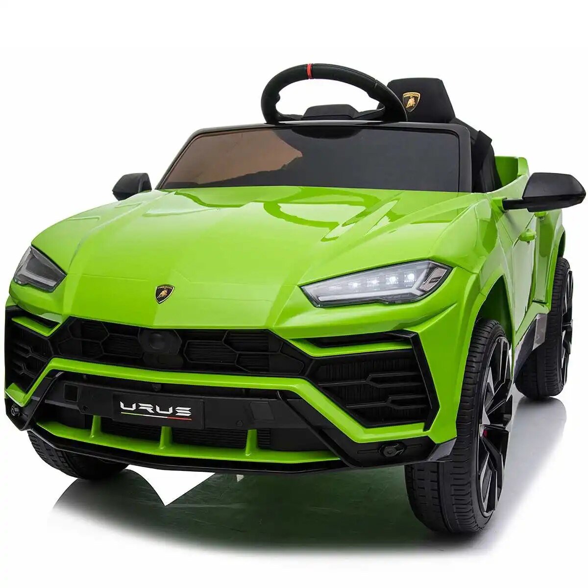 Green toy car with Lamborghini logo 