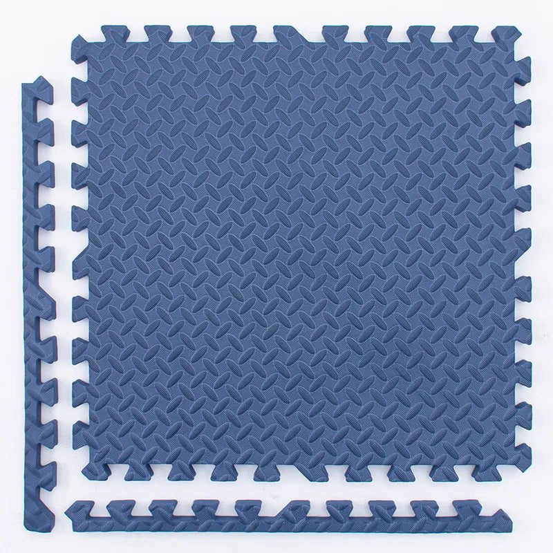 Kids Foam Puzzle Play Mat in blue with a diamond pattern for comfortable floor padding.