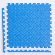 Kids Foam Puzzle Play Mat in blue interlocking tiles for indoor workout floor padding.