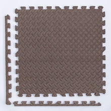 Kids Foam Puzzle Play Mat in brown interlocking tiles for soft flooring in nurseries and playrooms.