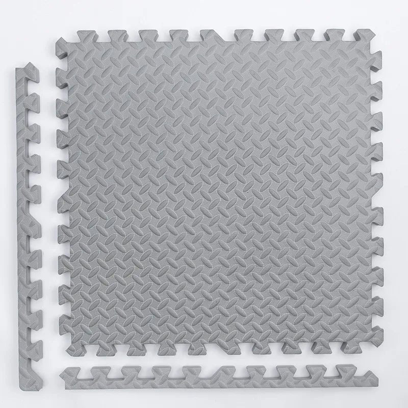 Kids Foam Puzzle Play Mat in gray interlocking tiles for home use floor protection.