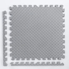 Kids Foam Puzzle Play Mat in gray interlocking tiles for comfortable indoor flooring.