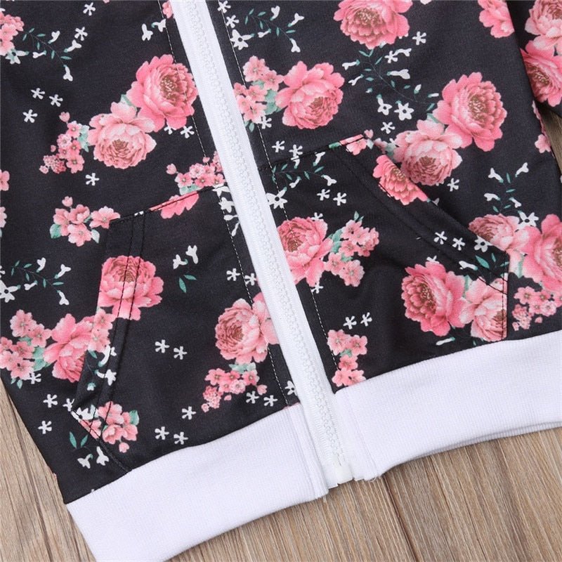 Kids girls floral long sleeve top and bottoms two piece clothes set for comfortable daily dressing and weekend wear.