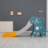 Children's slide with dinosaur design in a room setting