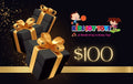 Kids Joy Toys 100 dollar gift card in a black gift box for birthday and holiday gifting.