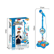 Kids Karaoke Microphone with Stand toy box size detail for parents comparing toy dimensions before buying.