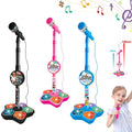 Kids Karaoke Microphone with Stand musical toy set for pretend singing and sing-along play at home.