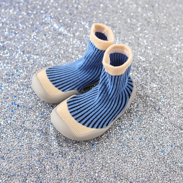 Blue and beige baby socks
