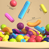 Colorful plastic building blocks with measurements 