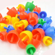 Colorful plastic spin tops.