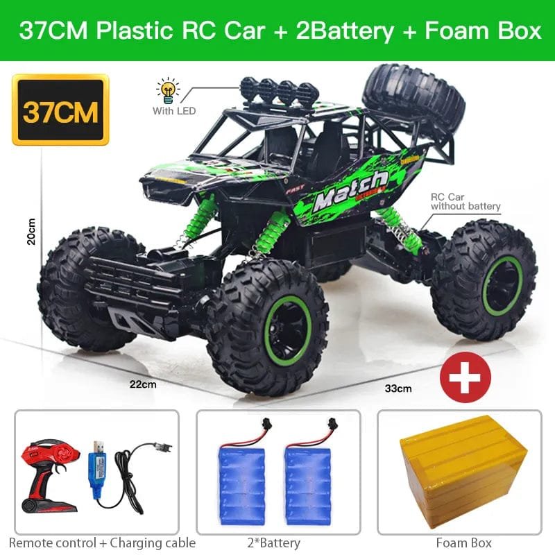 37CM Plastic RC Car with 2 Batteries and Foam Box.
