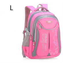 Pink backpack with gray accents.