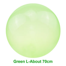 Soft Inflatable Bubble Ball in green with a size label for outdoor kids play.