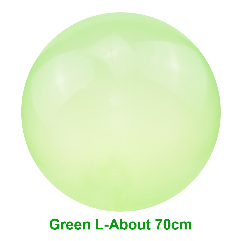 Children Inflatable Water Play Bubble Ball in green with size details for outdoor games.