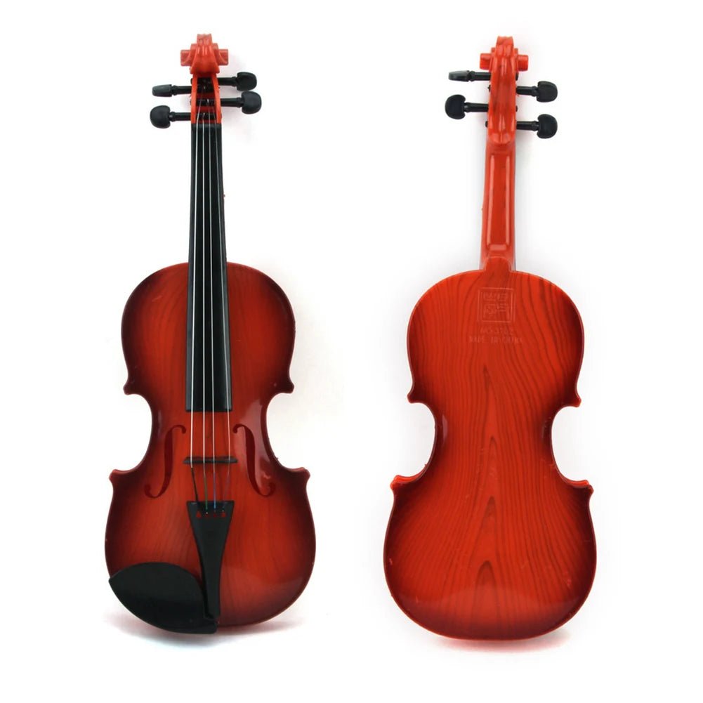 Adjustable String Kids Play Violin in red shown front and back for parents choosing a first musical toy.