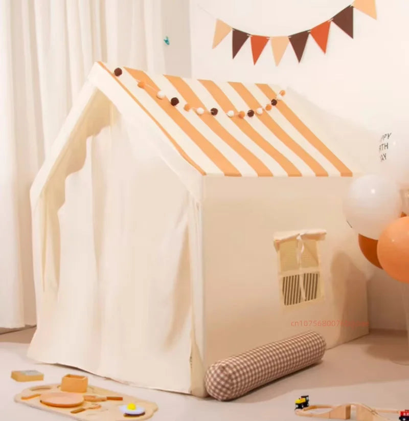 Children's play tent with striped roof 