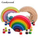 Colorful wooden rainbow toy.