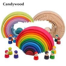 Colorful wooden rainbow toy.