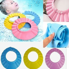 Colour range of the children shampoo bath caps with adjustable fit for growing kids and shared family bath times.