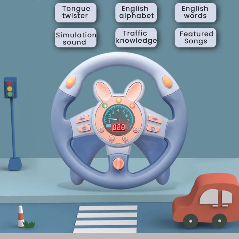 Kids Interactive Stroller Steering Wheel Toy with digital display for engaging sound and light play.