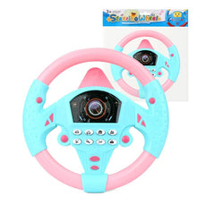 Kids Interactive Stroller Steering Wheel Toy in pink and blue with a driving sound label for stroller play.