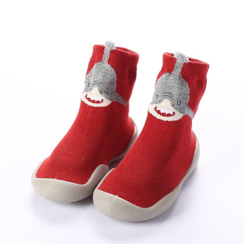 Spring Fall Kids Walking Floor Socks animal motif side profile for checking fit before everyday indoor wear.