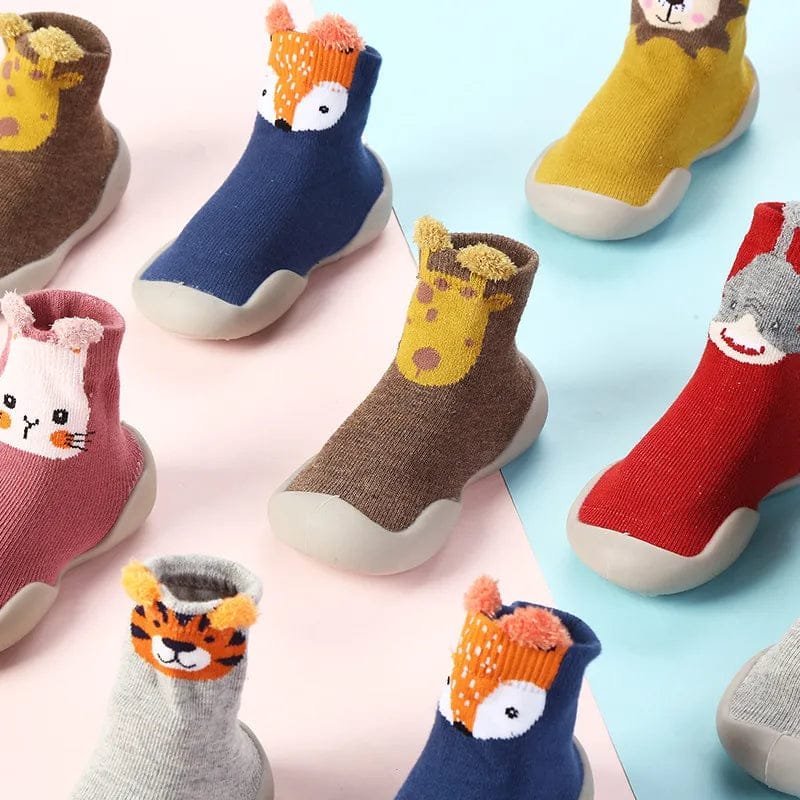 Spring Fall Kids Walking Floor Socks grip sole detail for steady footing while toddlers run and play indoors.