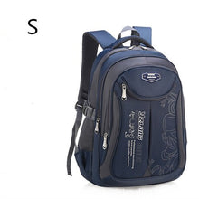 Blue backpack with brand logo.