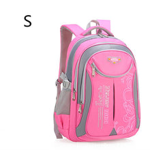Pink backpack with gray accents.