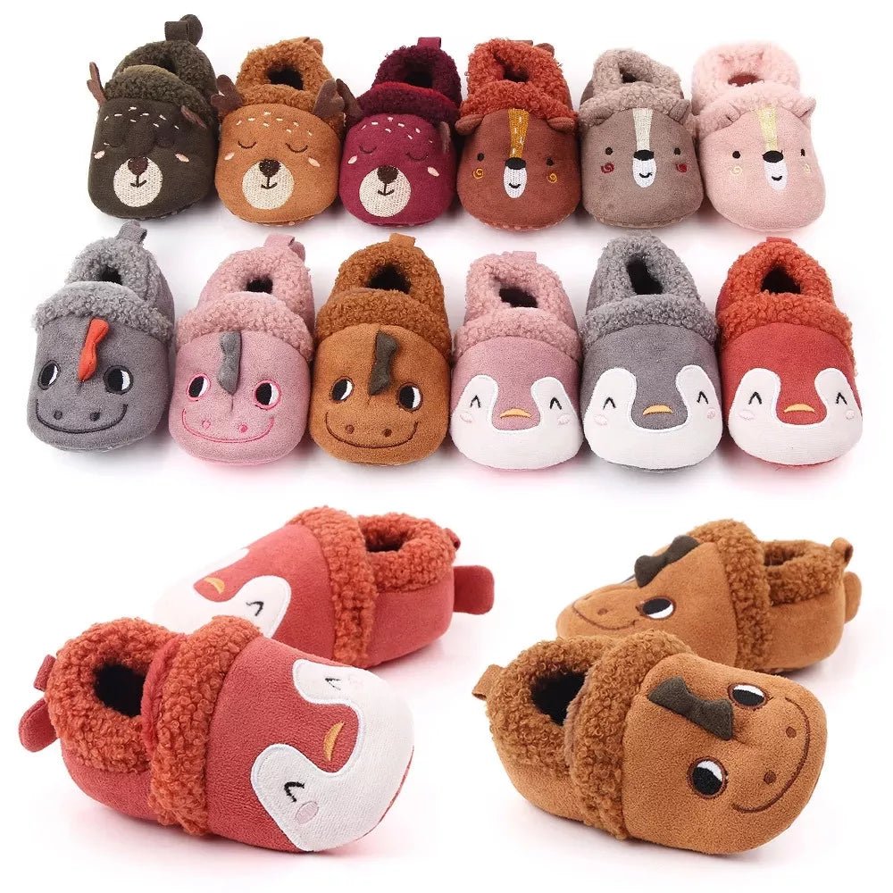 Adorable Knit Baby Slippers cartoon prewalker shoes for keeping little feet warm during indoor crawling and daily wear.